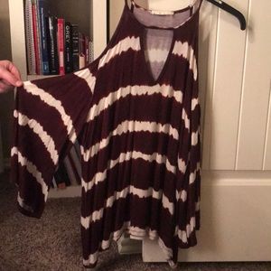 Maroon and white shirt